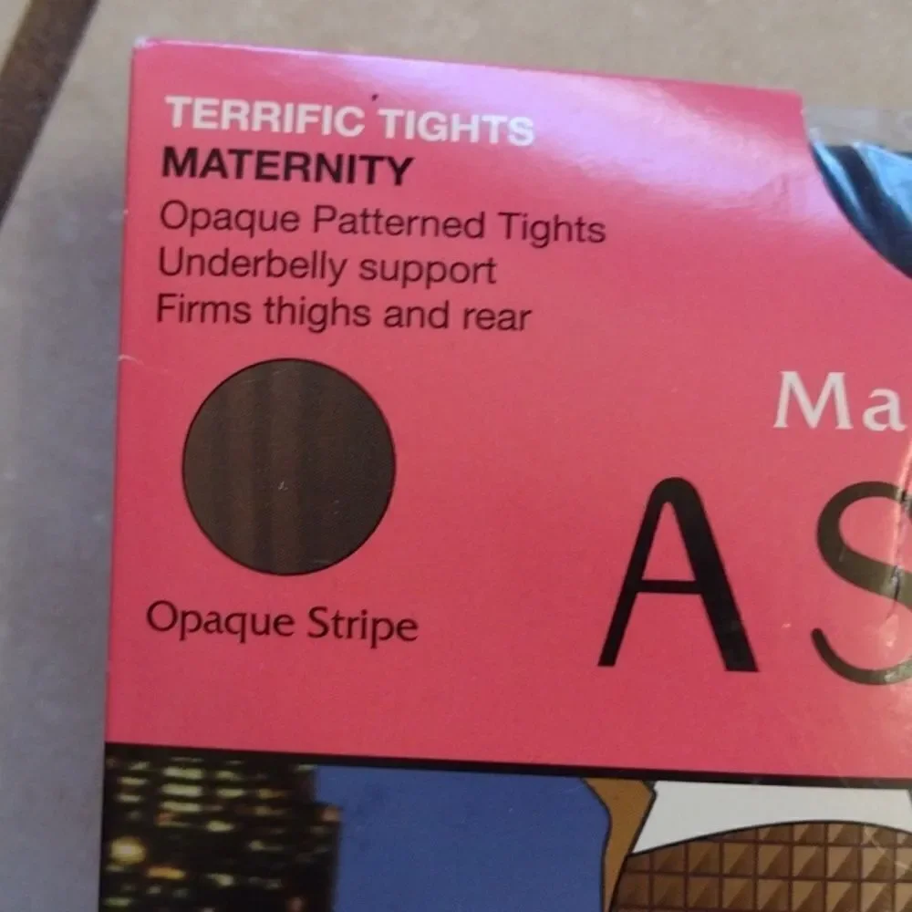 Spanx Assets Marvelous Mama Tights Maternity hosiery Opaque Stripe Black Size 3
